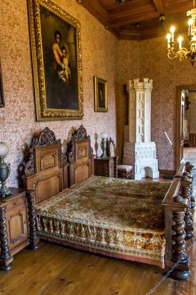 The bedroom in a unique neo-baroque style